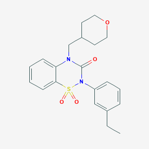 2-(3-ethylphenyl)-4-[(oxan-4-yl)methyl]-3,4-dihydro-2H-1lambda6,2,4-benzothiadiazine-1,1,3-trione - 2548999-50-2