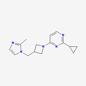 2-cyclopropyl-4-{3-[(2-methyl-1H-imidazol-1-yl)methyl]azetidin-1-yl}pyrimidine - 2640886-39-9