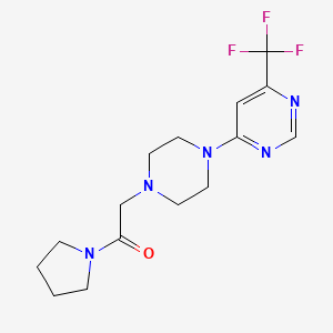 1-(pyrrolidin-1-yl)-2-{4-[6-(trifluoromethyl)pyrimidin-4-yl]piperazin-1-yl}ethan-1-one - 2640962-15-6