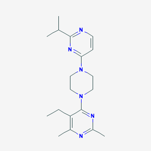 5-ethyl-2,4-dimethyl-6-{4-[2-(propan-2-yl)pyrimidin-4-yl]piperazin-1-yl}pyrimidine - 2640950-41-8