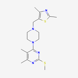 4-{4-[(2,4-dimethyl-1,3-thiazol-5-yl)methyl]piperazin-1-yl}-5,6-dimethyl-2-(methylsulfanyl)pyrimidine - 2640948-46-3