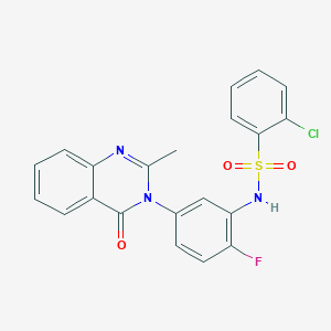 2-chloro-N-[2-fluoro-5-(2-methyl-4-oxo-3,4-dihydroquinazolin-3-yl)phenyl]benzene-1-sulfonamide - 899980-65-5
