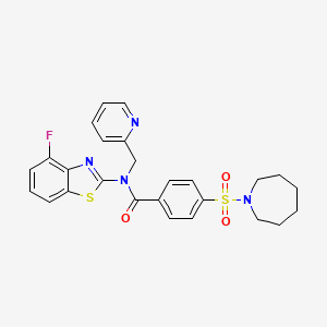4-(azepane-1-sulfonyl)-N-(4-fluoro-1,3-benzothiazol-2-yl)-N-[(pyridin-2-yl)methyl]benzamide - 922690-57-1