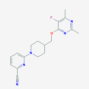 6-(4-{[(5-fluoro-2,6-dimethylpyrimidin-4-yl)oxy]methyl}piperidin-1-yl)pyridine-2-carbonitrile - 2640877-54-7