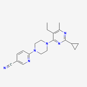 6-[4-(2-cyclopropyl-5-ethyl-6-methylpyrimidin-4-yl)piperazin-1-yl]pyridine-3-carbonitrile - 2640945-40-8