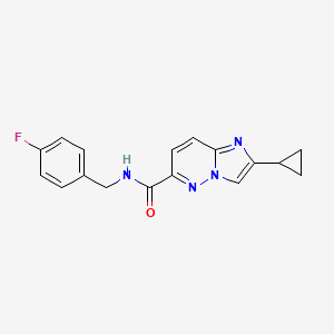 2-cyclopropyl-N-[(4-fluorophenyl)methyl]imidazo[1,2-b]pyridazine-6-carboxamide - 2548986-66-7