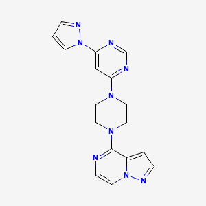 4-(1H-pyrazol-1-yl)-6-(4-{pyrazolo[1,5-a]pyrazin-4-yl}piperazin-1-yl)pyrimidine - 2640898-01-5