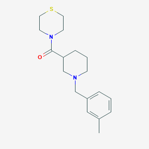 4-{1-[(3-methylphenyl)methyl]piperidine-3-carbonyl}thiomorpholine - 2640895-53-8