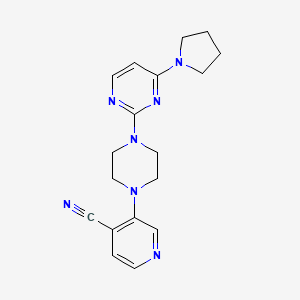 3-{4-[4-(pyrrolidin-1-yl)pyrimidin-2-yl]piperazin-1-yl}pyridine-4-carbonitrile - 2640966-60-3