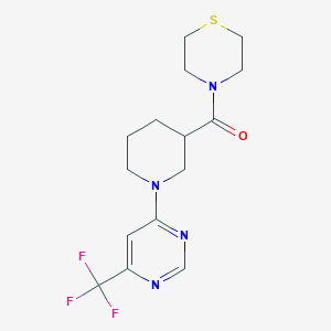 4-{1-[6-(trifluoromethyl)pyrimidin-4-yl]piperidine-3-carbonyl}thiomorpholine - 2640965-17-7
