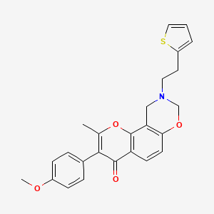 3-(4-methoxyphenyl)-2-methyl-9-[2-(thiophen-2-yl)ethyl]-4H,8H,9H,10H-chromeno[8,7-e][1,3]oxazin-4-one - 929440-78-8