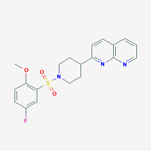 2-[1-(5-fluoro-2-methoxybenzenesulfonyl)piperidin-4-yl]-1,8-naphthyridine - 2640874-72-0