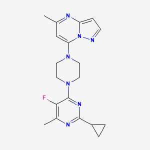 2-cyclopropyl-5-fluoro-4-methyl-6-(4-{5-methylpyrazolo[1,5-a]pyrimidin-7-yl}piperazin-1-yl)pyrimidine - 2640893-50-9
