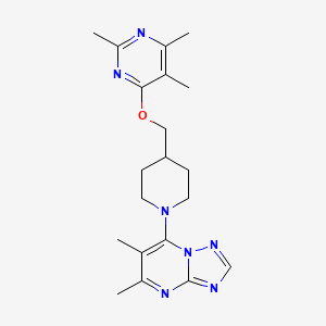 4-[(1-{5,6-dimethyl-[1,2,4]triazolo[1,5-a]pyrimidin-7-yl}piperidin-4-yl)methoxy]-2,5,6-trimethylpyrimidine - 2640950-95-2