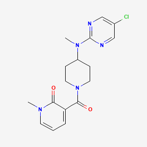 3-{4-[(5-chloropyrimidin-2-yl)(methyl)amino]piperidine-1-carbonyl}-1-methyl-1,2-dihydropyridin-2-one - 2640888-03-3