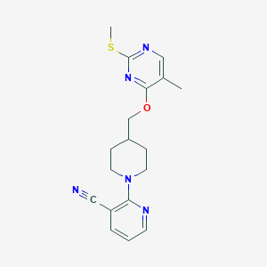 2-[4-({[5-methyl-2-(methylsulfanyl)pyrimidin-4-yl]oxy}methyl)piperidin-1-yl]pyridine-3-carbonitrile - 2640947-80-2