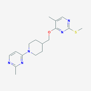 2-methyl-4-[4-({[5-methyl-2-(methylsulfanyl)pyrimidin-4-yl]oxy}methyl)piperidin-1-yl]pyrimidine - 2640889-28-5