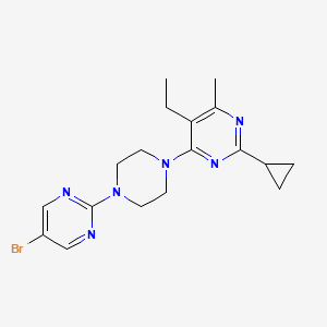 4-[4-(5-bromopyrimidin-2-yl)piperazin-1-yl]-2-cyclopropyl-5-ethyl-6-methylpyrimidine - 2640846-63-3