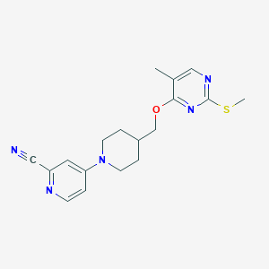 4-[4-({[5-methyl-2-(methylsulfanyl)pyrimidin-4-yl]oxy}methyl)piperidin-1-yl]pyridine-2-carbonitrile - 2640965-78-0