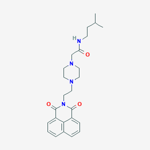 2-[4-(2-{2,4-dioxo-3-azatricyclo[7.3.1.0^{5,13}]trideca-1(13),5,7,9,11-pentaen-3-yl}ethyl)piperazin-1-yl]-N-(3-methylbutyl)acetamide - 2548999-66-0