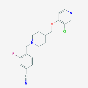 4-[(4-{[(3-chloropyridin-4-yl)oxy]methyl}piperidin-1-yl)methyl]-3-fluorobenzonitrile - 2640968-97-2