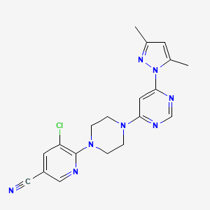 5-chloro-6-{4-[6-(3,5-dimethyl-1H-pyrazol-1-yl)pyrimidin-4-yl]piperazin-1-yl}pyridine-3-carbonitrile - 2640966-50-1