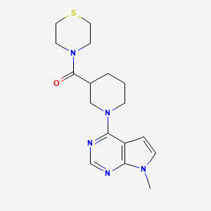 4-(1-{7-methyl-7H-pyrrolo[2,3-d]pyrimidin-4-yl}piperidine-3-carbonyl)thiomorpholine - 2640974-63-4