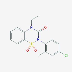 2-(4-chloro-2-methylphenyl)-4-ethyl-3,4-dihydro-2H-1lambda6,2,4-benzothiadiazine-1,1,3-trione - 2549044-56-4