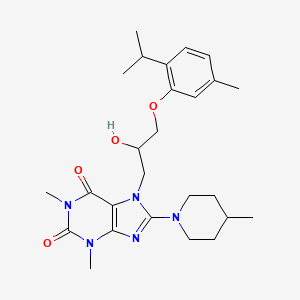 7-{2-hydroxy-3-[5-methyl-2-(propan-2-yl)phenoxy]propyl}-1,3-dimethyl-8-(4-methylpiperidin-1-yl)-2,3,6,7-tetrahydro-1H-purine-2,6-dione - 923132-08-5