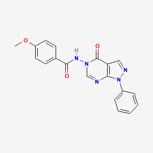 4-methoxy-N-{4-oxo-1-phenyl-1H,4H,5H-pyrazolo[3,4-d]pyrimidin-5-yl}benzamide - 69722-23-2