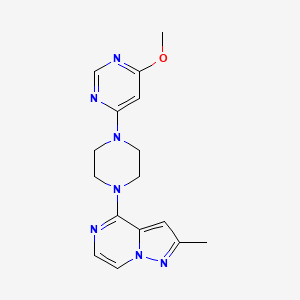 4-methoxy-6-(4-{2-methylpyrazolo[1,5-a]pyrazin-4-yl}piperazin-1-yl)pyrimidine - 2640979-71-9