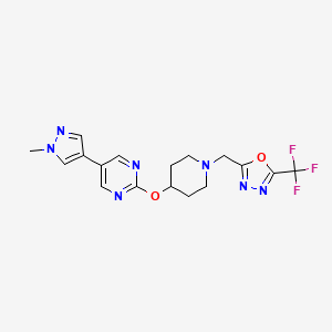 5-(1-methyl-1H-pyrazol-4-yl)-2-[(1-{[5-(trifluoromethyl)-1,3,4-oxadiazol-2-yl]methyl}piperidin-4-yl)oxy]pyrimidine - 2549006-66-6