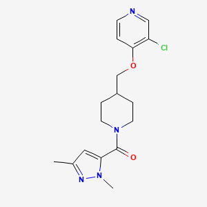 3-chloro-4-{[1-(1,3-dimethyl-1H-pyrazole-5-carbonyl)piperidin-4-yl]methoxy}pyridine - 2640862-06-0