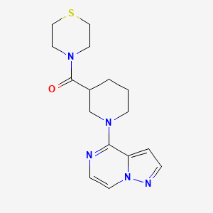 4-(1-{pyrazolo[1,5-a]pyrazin-4-yl}piperidine-3-carbonyl)thiomorpholine - 2640845-73-2