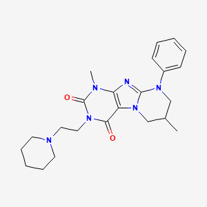 1,7-dimethyl-9-phenyl-3-[2-(piperidin-1-yl)ethyl]-1H,2H,3H,4H,6H,7H,8H,9H-pyrimido[1,2-g]purine-2,4-dione - 848742-00-7