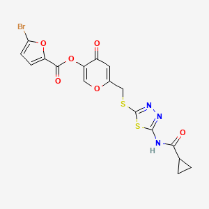 6-{[(5-cyclopropaneamido-1,3,4-thiadiazol-2-yl)sulfanyl]methyl}-4-oxo-4H-pyran-3-yl 5-bromofuran-2-carboxylate - 896010-05-2