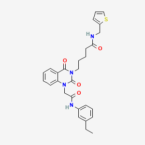5-(1-{[(3-ethylphenyl)carbamoyl]methyl}-2,4-dioxo-1,2,3,4-tetrahydroquinazolin-3-yl)-N-[(thiophen-2-yl)methyl]pentanamide - 1223950-10-4