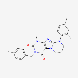 9-(2,4-dimethylphenyl)-1-methyl-3-[(4-methylphenyl)methyl]-1H,2H,3H,4H,6H,7H,8H,9H-pyrimido[1,2-g]purine-2,4-dione - 923399-64-8