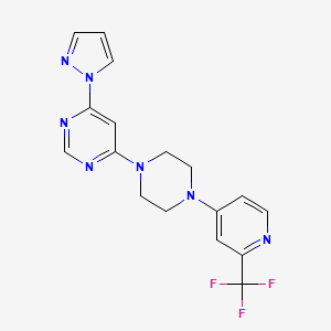 4-(1H-pyrazol-1-yl)-6-{4-[2-(trifluoromethyl)pyridin-4-yl]piperazin-1-yl}pyrimidine - 2640835-99-8