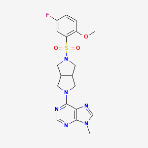 6-[5-(5-fluoro-2-methoxybenzenesulfonyl)-octahydropyrrolo[3,4-c]pyrrol-2-yl]-9-methyl-9H-purine - 2640946-28-5