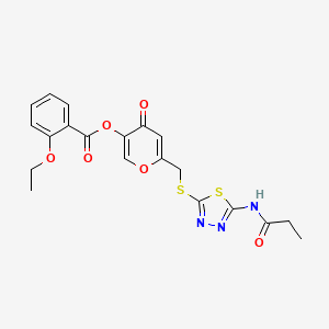 4-oxo-6-{[(5-propanamido-1,3,4-thiadiazol-2-yl)sulfanyl]methyl}-4H-pyran-3-yl 2-ethoxybenzoate - 896017-72-4