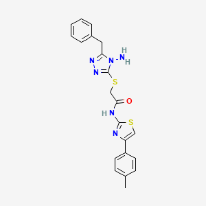 2-[(4-amino-5-benzyl-4H-1,2,4-triazol-3-yl)sulfanyl]-N-[4-(4-methylphenyl)-1,3-thiazol-2-yl]acetamide - 898624-71-0