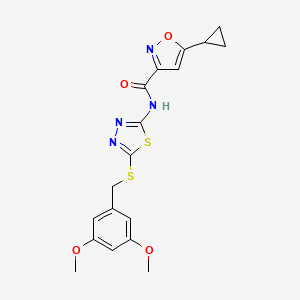 5-cyclopropyl-N-(5-{[(3,5-dimethoxyphenyl)methyl]sulfanyl}-1,3,4-thiadiazol-2-yl)-1,2-oxazole-3-carboxamide - 1351613-95-0