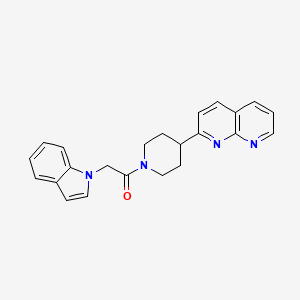 2-(1H-indol-1-yl)-1-[4-(1,8-naphthyridin-2-yl)piperidin-1-yl]ethan-1-one - 2640970-84-7