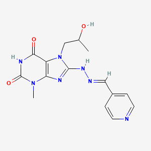 7-(2-hydroxypropyl)-3-methyl-8-[(E)-2-[(pyridin-4-yl)methylidene]hydrazin-1-yl]-2,3,6,7-tetrahydro-1H-purine-2,6-dione - 899350-82-4
