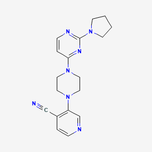3-{4-[2-(pyrrolidin-1-yl)pyrimidin-4-yl]piperazin-1-yl}pyridine-4-carbonitrile - 2640828-96-0