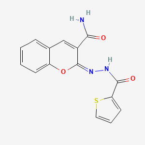 (2E)-2-{[(thiophen-2-yl)formamido]imino}-2H-chromene-3-carboxamide - 380352-40-9