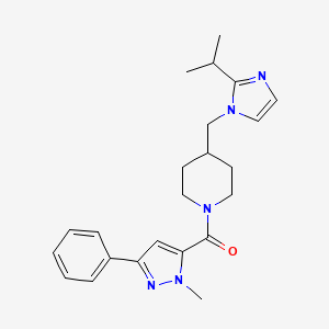 1-(1-methyl-3-phenyl-1H-pyrazole-5-carbonyl)-4-{[2-(propan-2-yl)-1H-imidazol-1-yl]methyl}piperidine - 1334372-72-3