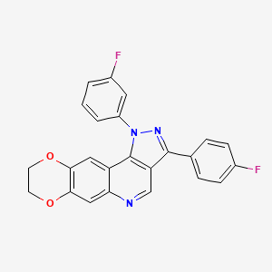 12-(3-fluorophenyl)-14-(4-fluorophenyl)-4,7-dioxa-12,13,17-triazatetracyclo[8.7.0.0^{3,8}.0^{11,15}]heptadeca-1,3(8),9,11(15),13,16-hexaene - 901021-17-8
