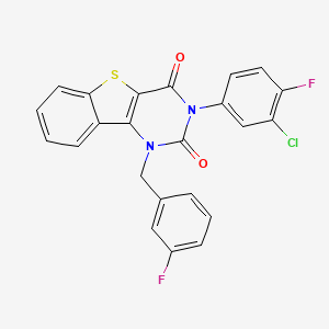 3-(3-chloro-4-fluorophenyl)-1-(3-fluorobenzyl)[1]benzothieno[3,2-d]pyrimidine-2,4(1H,3H)-dione - 902294-27-3